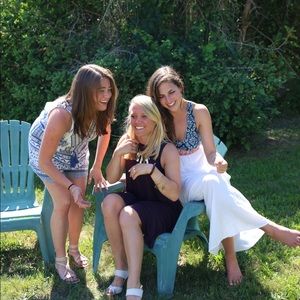 White and blue maxi dress